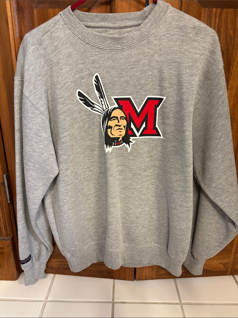 Vintage Gray Crewneck Sweatshirt with Miami Redskins Logo